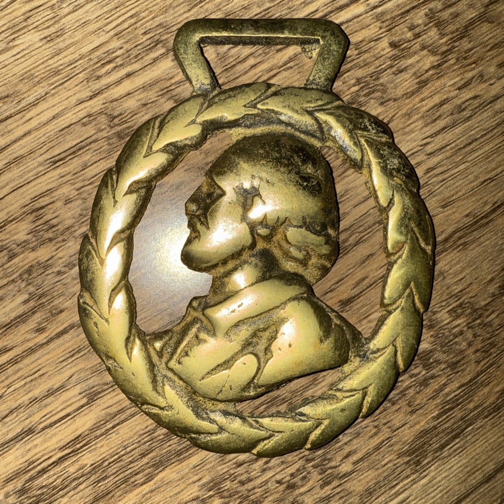 Brass Horse Medallion Vintage English William Shakespeare Laurel Parade Harness